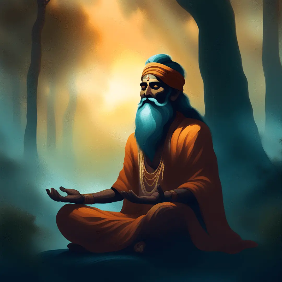 ancient indian rishi meditating